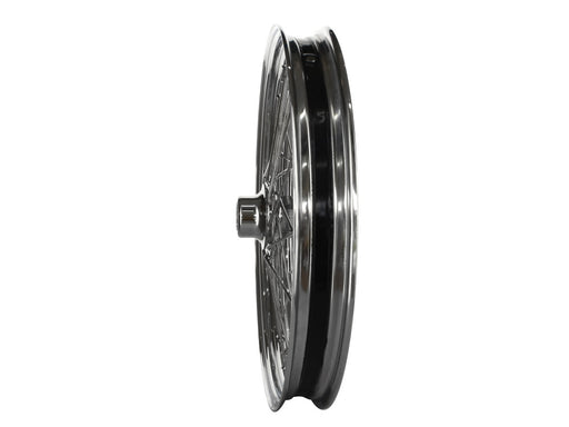 21in. x 2.15in. 40 Spoke Cross Laced Front Wheel - Chrome. Fits Sportster 2000-2007 & Dyna 2000-2005.