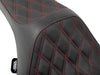 Predator 3 Dual Seat with Red Double Diamond Lattice Stitch. Fits CVO Touring 2023up, Street Glide & Road Glide 2024up, Touring 2025up