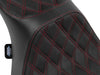 Predator 3, 2up Dual Seat with Red Double Diamond Lattice Stitch. Fits CVO Touring 2023up, Street Glide & Road Glide 2024up, Touring 2025up