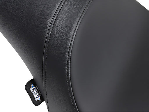 Predator Dual Seat - Smooth Solar Leather Black. Fits Softail 2000-2017 with 130 or 150 OEM Rear Tyre