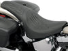 Predator Dual Seat - Flame Solar Leather Black. Fits Softail 2000-2017 with 130 or 150 OEM Rear Tyre