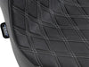 Predator 3 Dual Seat with Silver Double Diamond Lattice Stitch. Fits Fat Bob 2018-2024