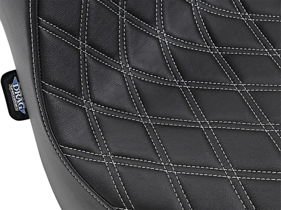 Predator 3 Dual Seat with Silver Double Diamond Lattice Stitch. Fits Fat Bob 2018-2024