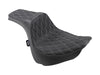 Predator 3 Dual Seat with Silver Double Diamond Lattice Stitch. Fits Fat Bob 2018-2024