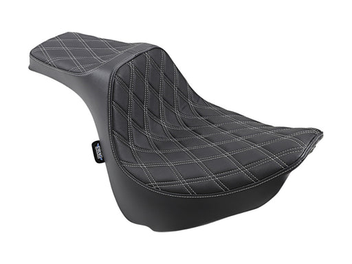 Predator 3 Dual Seat with Silver Double Diamond Lattice Stitch. Fits Fat Bob 2018-2024