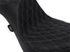 Predator 3 Dual Seat with Silver Double Diamond Lattice Stitch. Fits Softail Deluxe 2018-2020, Slim 2018-2021, Standard 2020-2024 & Street Bob & Heritage Classic 2018up