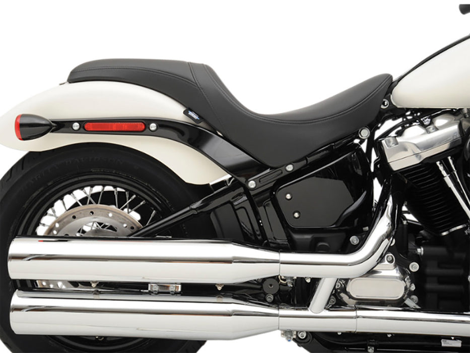 Predator Dual Seat - Smooth Solar Leather Black. Fits Softail Deluxe 2018-2020, Slim 2018-2021, Standard 2020-2024 & Street Bob & Heritage Classic 2018up