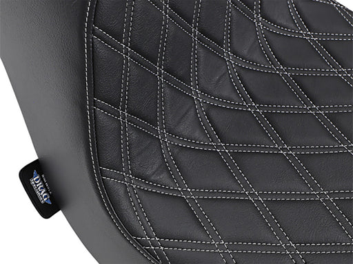 Predator 3 Dual Seat with Silver Double Diamond Lattice Stitch. Fits Fat Boy 2018up & Breakout 2023up