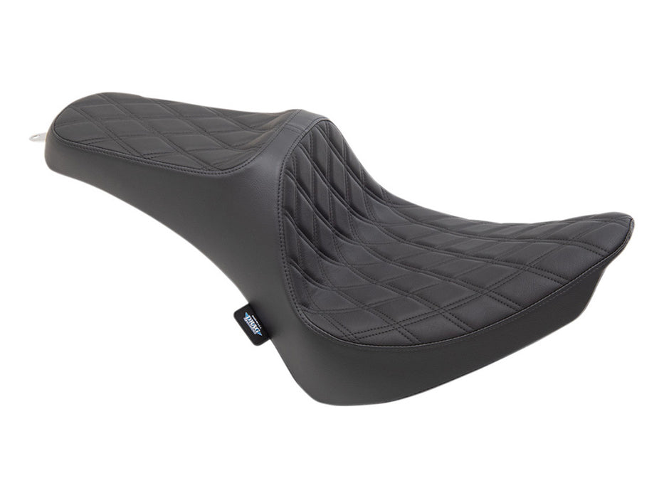Predator 3 Dual Seat with Black Double Diamond Lattice Stitch. Fits Softail 2000-2017 with 130 or 150 OEM Rear Tyre