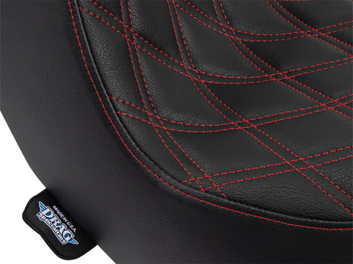 Predator 3 Dual Seat with Red Double Diamond Lattice Stitch. Fits Sport Glide & Low Rider 2018up, Low Rider S 2020up & Low Rider ST 2022up