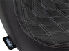 Performance Predator Dual Seat with Silver Double Diamond Lattice Stitch. Fits Sport Glide & Low Rider 2018up, Low Rider S 2020up & Low Rider ST 2022up