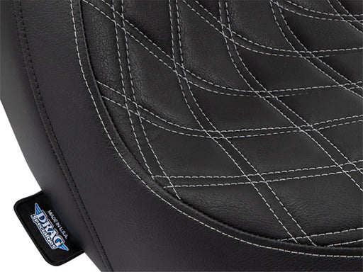 Performance Predator Dual Seat with Silver Double Diamond Lattice Stitch. Fits Sport Glide & Low Rider 2018up, Low Rider S 2020up & Low Rider ST 2022up