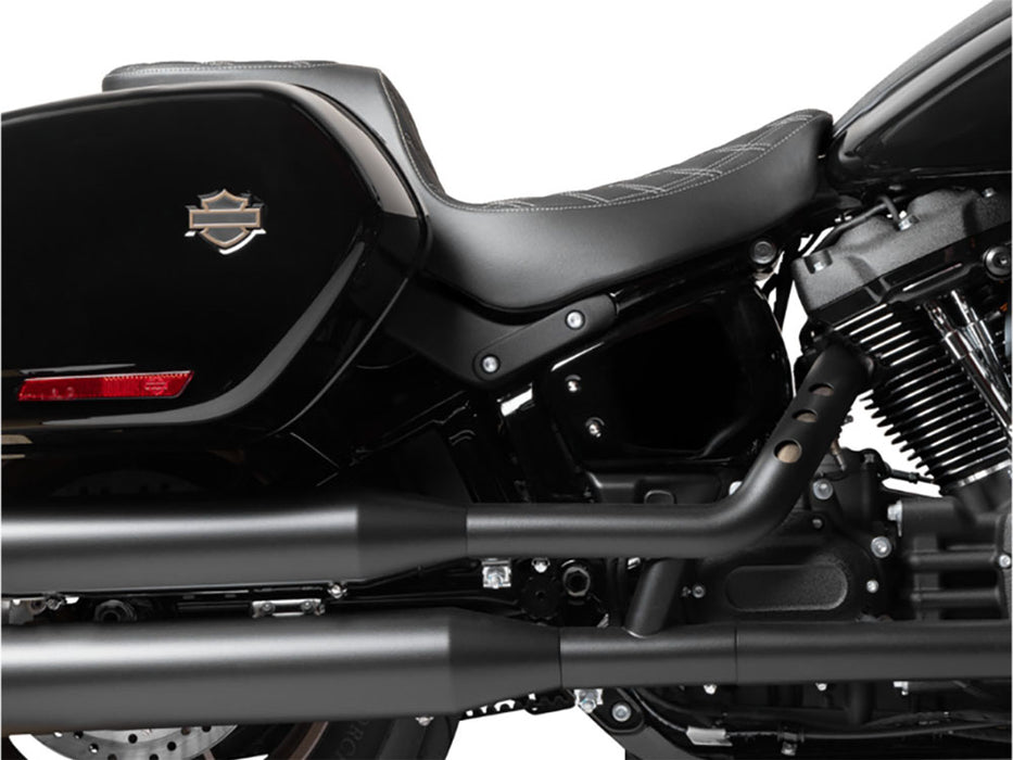 Performance Predator 2up Dual Seat with Silver Double Diamond Lattice Stitch. Fits Sport Glide & Low Rider 2018up, Low Rider S 2020up & Low Rider ST 2022up