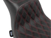 Performance Predator 2up Dual Seat with Red Double Diamond Lattice Stitch. Fits Sport Glide & Low Rider 2018up, Low Rider S 2020up & Low Rider ST 2022up