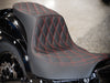 Performance Predator 2up Dual Seat with Red Double Diamond Lattice Stitch. Fits Sport Glide & Low Rider 2018up, Low Rider S 2020up & Low Rider ST 2022up