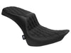 Performance Predator 2up Dual Seat with Black Double Diamond Lattice Stitch. Fits Softail 2000-2017 with 130 or 150 OEM Rear Tyre