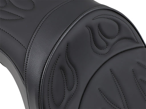 Low Profile Dual Touring Seat with Flame Stitch. Fits Sportster 2004-2021