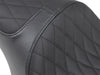 Caballero Dual Seat with Solar Leather & Black Diamond Stitch. Fits Sportster 2004-2021