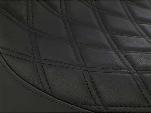 3/4 Low Solo Seat with Black Diamond Lattice Stitch. Fits Sportster 2004-2021