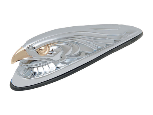 Small Eagle Head Front Fender Ornament - Chrome & Gold
