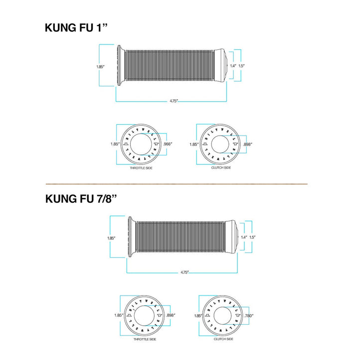 BILTWELL Grips - Kung Fu 1" - Grey