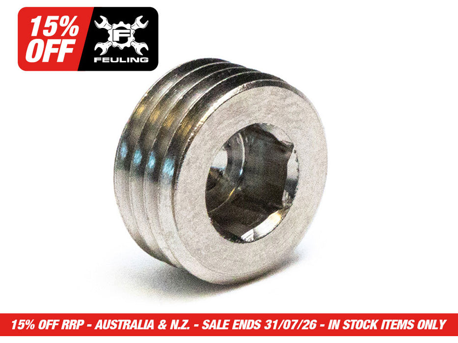 'Short' Motor Case Drain Plug. Fits Twin Cam 1999-2017 and Milwaukee-Eight 2017up.
