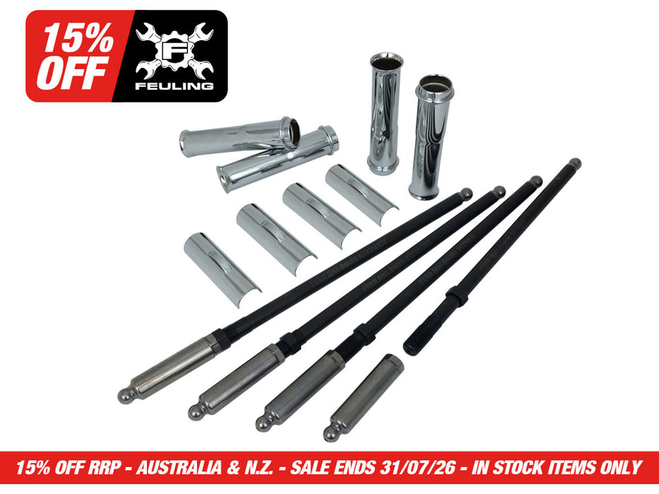 Quick Install Adjustable Pushrod Kit - Chrome. Fits Twin Cam 1999-2017.