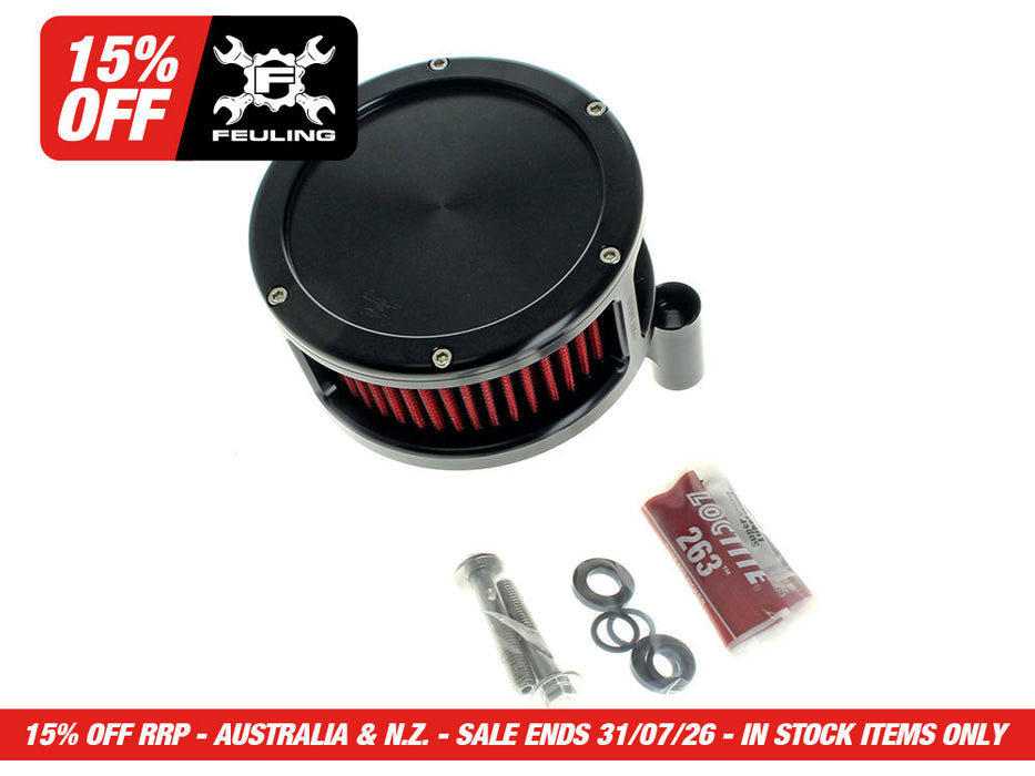 BA Air Cleaner Kit - Black with Solid Cover & Red Filter. Fits Touring 2008-2016, Softail 2016-2017, CVO Softail 2011-2017 & Dyna Low Rider S 2016-2017 with Throttle-by-Wire