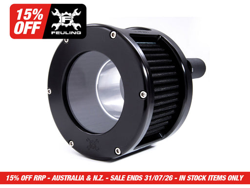 BA Race Series Air Cleaner Kit - Black with Clear Cover. Fits Softail 2018-2024 with Mid Mount Controls