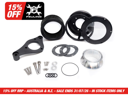 BA Air Cleaner Kit - Black with Clear Cover. Fits Touring 2017-2024 & Softail 2018-2024