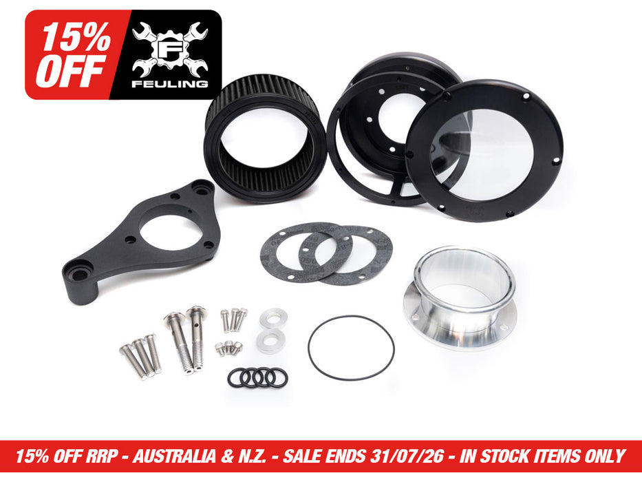 BA Air Cleaner Kit - Black with Clear Cover. Fits Touring 2017-2024 & Softail 2018-2024