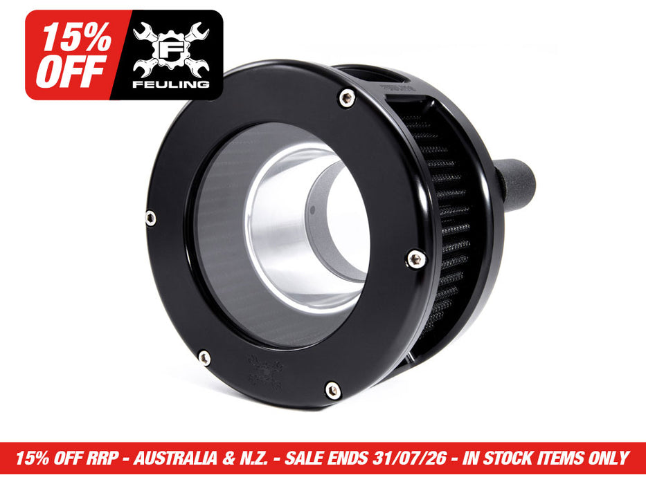 BA Air Cleaner Kit - Black with Clear Cover. Fits Touring 2017-2024 & Softail 2018-2024