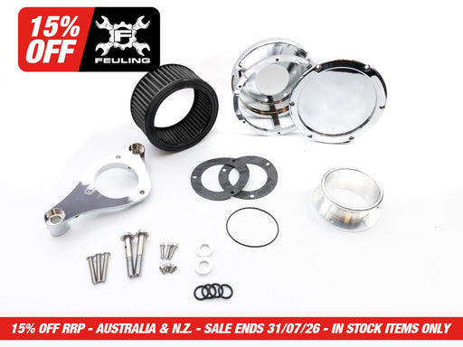 BA Air Cleaner Kit - Chrome with Solid Cover. Fits Touring 2017-2024 & Softail 2018-2024