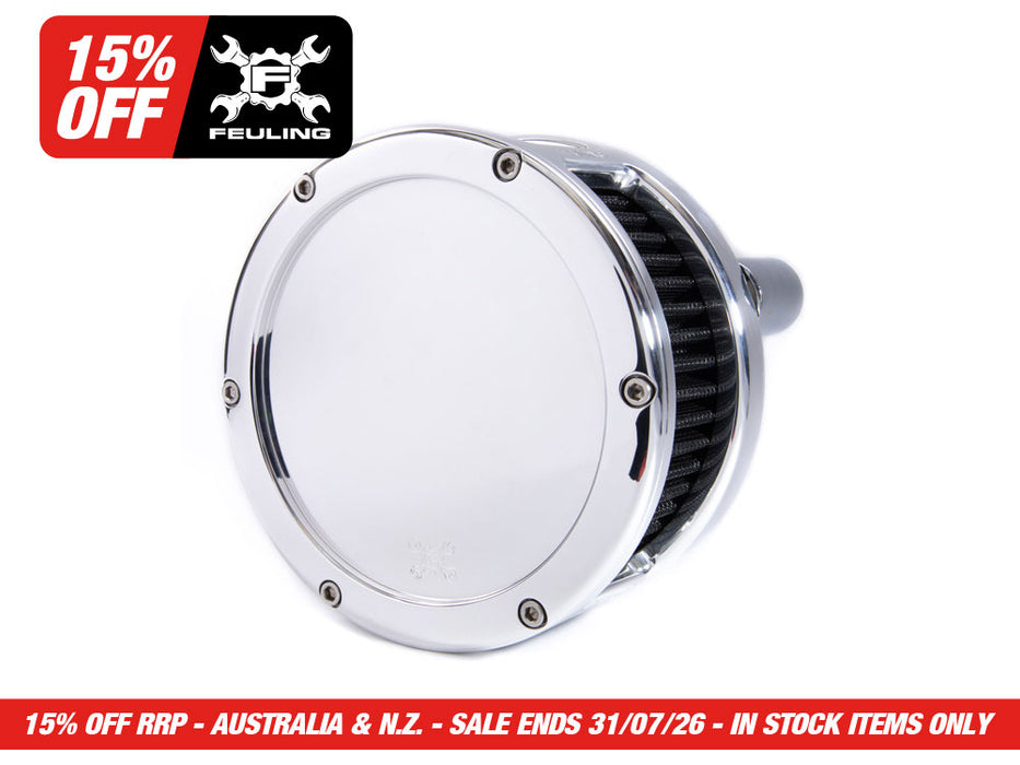 BA Air Cleaner Kit - Chrome with Solid Cover. Fits Touring 2017-2024 & Softail 2018-2024