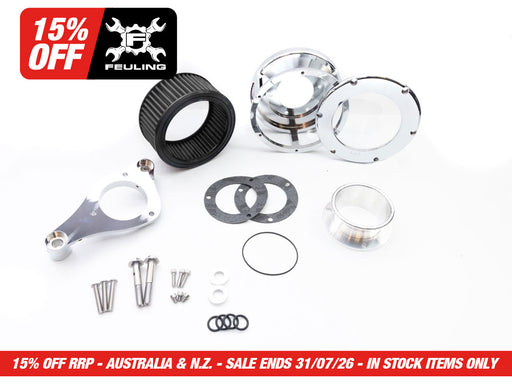 BA Air Cleaner Kit - Chrome with Clear Cover. Fits Touring 2017-2024 & Softail 2018-2024