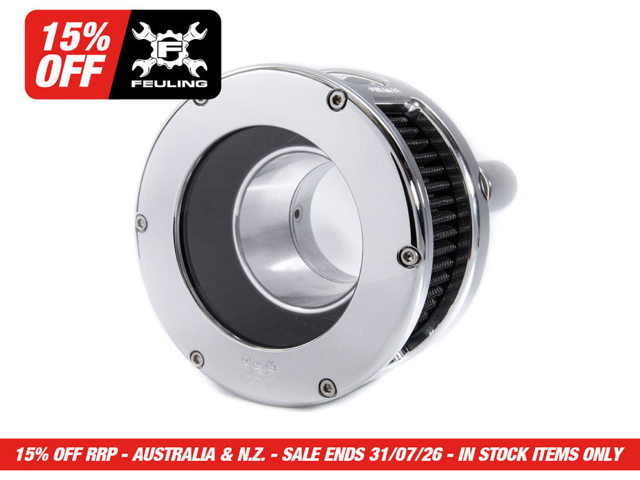 BA Air Cleaner Kit - Chrome with Clear Cover. Fits Touring 2017-2024 & Softail 2018-2024