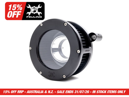 BA Air Cleaner Kit - Black with Clear Cover. Fits Softail 2000-2015, Dyna 1999-2017, Touring 1999-2007 with CV Carb or Cable Operated Delphi EFI