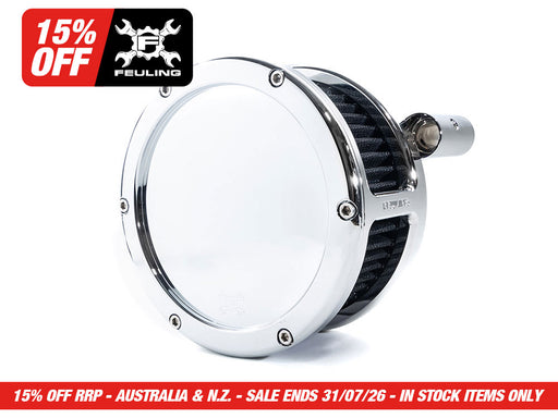 BA Air Cleaner Kit - Chrome with Solid Cover. Fits Softail 2000-2015, Dyna 1999-2017, Touring 1999-2007 with CV Carb or Cable Operated Delphi EFI
