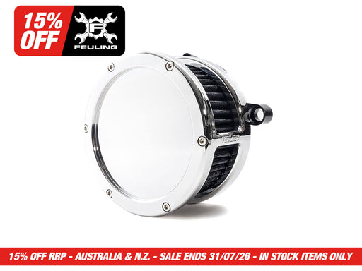 BA Air Cleaner Kit - Chrome with Solid Cover. Fits CVO Touring 2023up, Street Glide & Road Glide 2024up, Touring 2025up & Softail 2025up