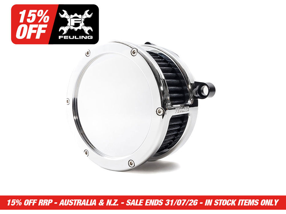 BA Air Cleaner Kit - Chrome with Solid Cover. Fits CVO Touring 2023up, Street Glide & Road Glide 2024up, Touring 2025up & Softail 2025up