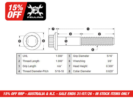 Front Disc Rotor Bolts - Stainless 12 Point ARP. 5/16in.-18 x 1.0in.. Fits Most HD models 1984up.