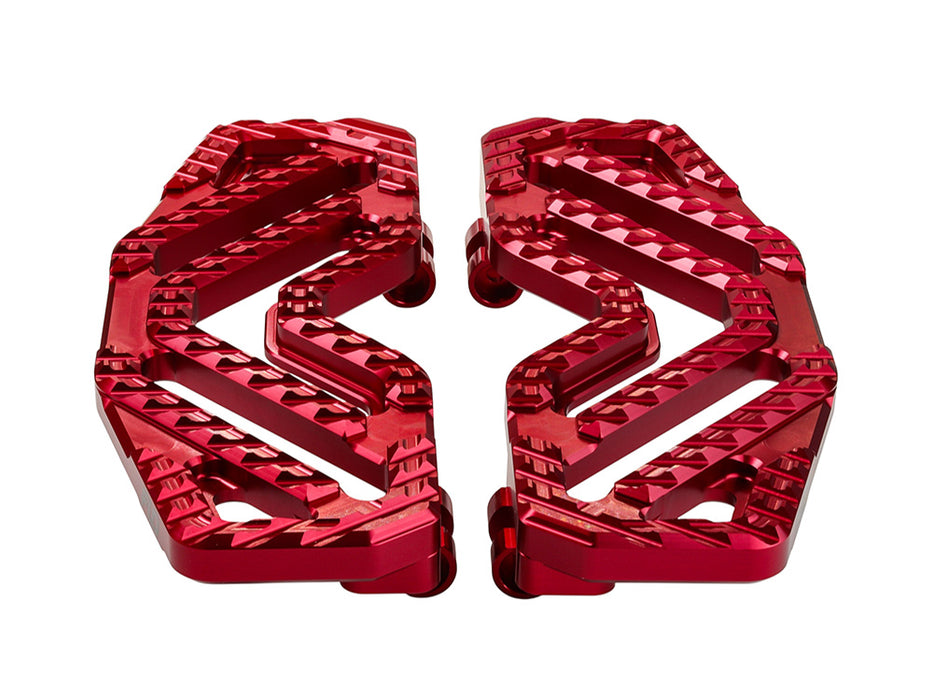 Savage Series Rider Floorboards - Red. Fits Touring 1980up, FL Softail 1986-2017 & Dyna Switchback 2012-2016