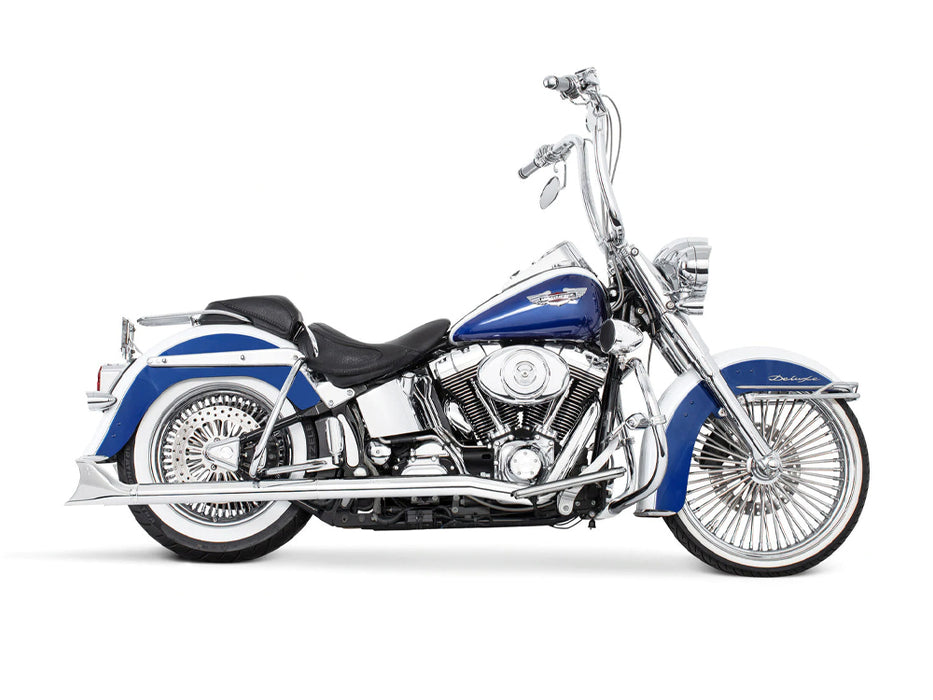 Freedom Performance Exhaust 33in. True Dual SharkTail Exhaust – Chrome. Fits Softail 1997-2006.