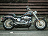 Sharp Curve Radius Exhaust - Chrome with Chrome End Caps. Fits Softail 1986-2017.
