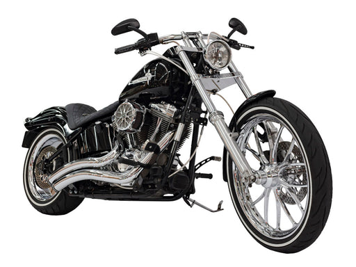 Sharp Curve Radius Exhaust - Chrome with Black End Caps. Fits Softail 1986-2017.