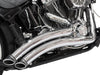 Sharp Curve Radius Exhaust - Chrome with Black End Caps. Fits Softail 1986-2017.