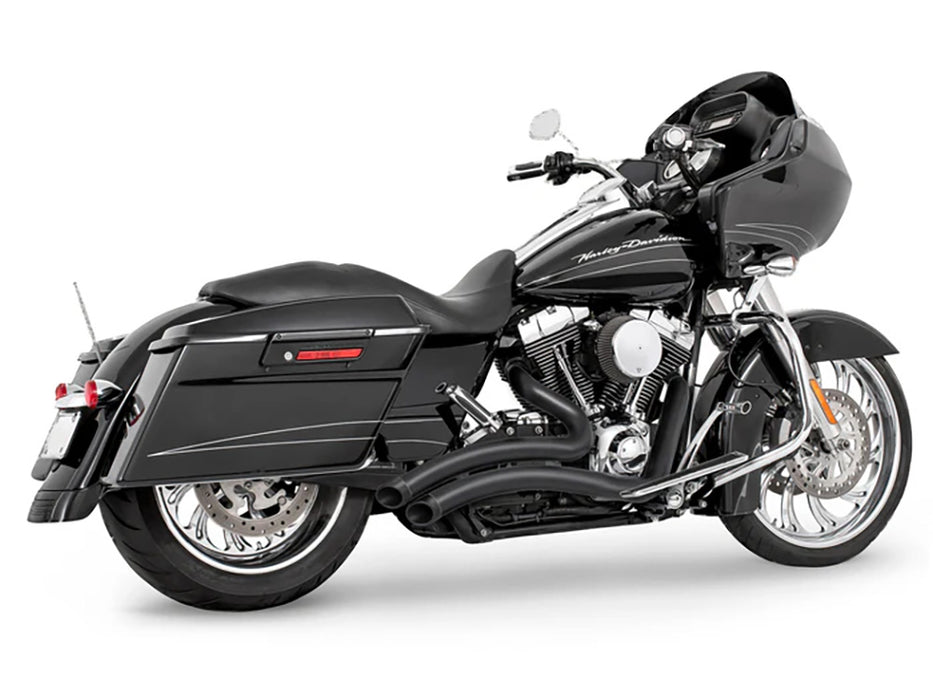 Sharp Curve Radius Exhaust - Black with Black End Caps. Fits Touring 1995-2016
