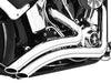 Sharp Curve Radius Exhaust - Chrome with Chrome End Caps. Fits Softail Breakout 2013-2017 & Rocker 2008-2011.
