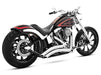 Sharp Curve Radius Exhaust - Chrome with Chrome End Caps. Fits Softail Breakout 2013-2017 & Rocker 2008-2011.