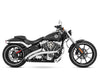 Radical Radius Exhaust - Chrome with Black End Caps. Fits Softail Breakout 2013-2017 & Rocker 2008-2011.